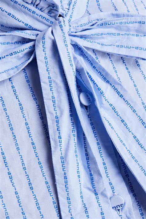 GUCCI Pussy Bow Monogram Print Cotton Jacquard Blouse THE OUTNET