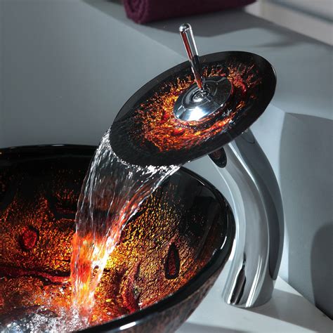 Kraus Lava Glass Vessel Sink And Waterfall Faucet And Reviews Wayfair