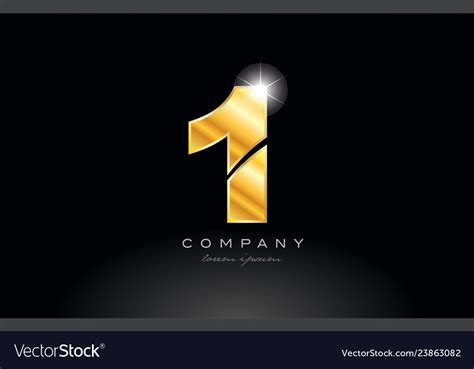 Number 1 one gold golden metal logo icon design Vector Image