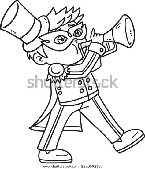 Mardi Gras Boy Playing Trumpet Isolated Stock Vector Royalty Free