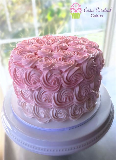 Buttercream Rosettes Cake Pink Ombré Shades Minnie Mouse Birthday Cakes Novelty Birthday