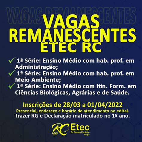 Está aberto inscrições para Vagas Remanescentes para 1ª Serie Ensino