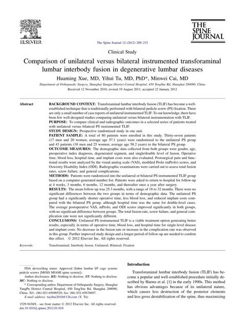 PDF Comparison Of Unilateral Versus Bilateral Instrumented