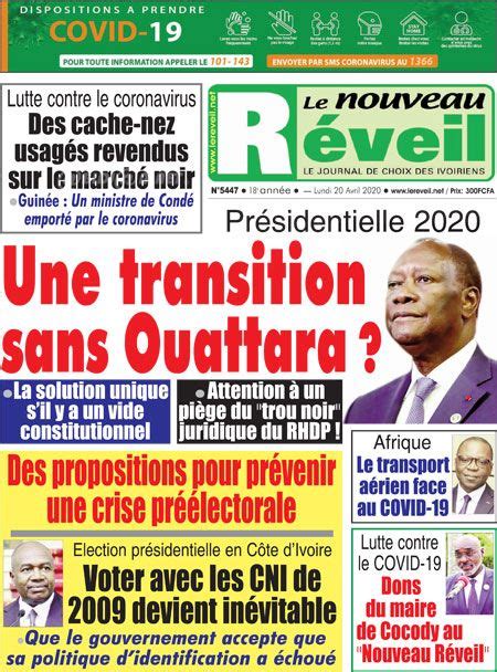 Titrologie 20 Avril 2020 Revue De La Presse Ivoirienne YECLO