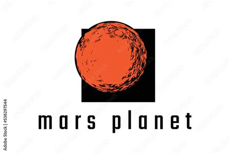 Vintage Retro Red Mars Planet Symbol For Space Science Logo Design