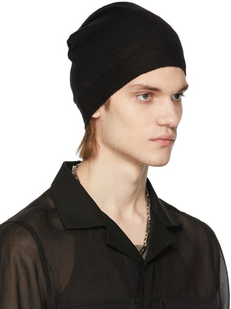 Rick Owens Black Cashmere Medium Beanie Rick Owens