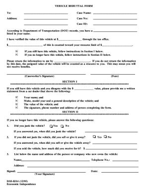 Vehicle Rebuttal Form Fill Online Printable Fillable Blank PdfFiller