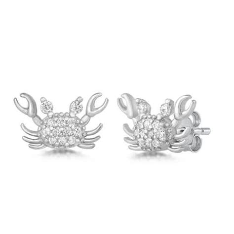 Cz Silver Crab Stud Earring Oceans Allure