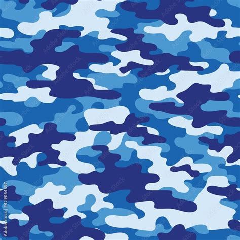 Texture Military Blue Camouflage Repeat Print Seamless Army Pattern