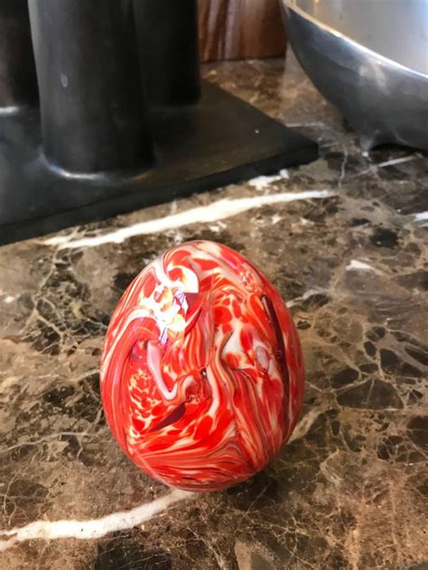 Large Egg Shaped Murano Art Glass Swirl Paperweight At 1stdibs