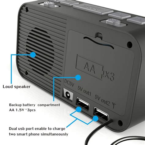 Dab Fm Radio Clock Alarm Led Digital Sleep Bedside Dual Timer Large Size Display Six Coins