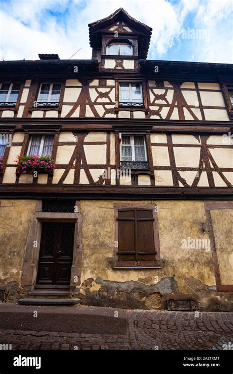 Typical half-timbered house facade in Colmar France Stock Photo - Alamy