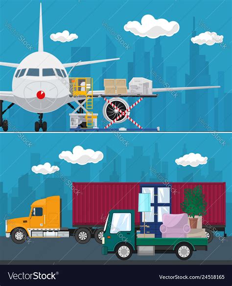 Set Of Air Cargo And Transport Services Royalty Free Vector