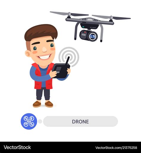 Flat cartoon character with drone camera Vector Image