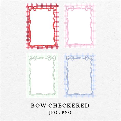 Watercolor Bow Checkered Border Frame Illustration Bundle Svg Png Hand