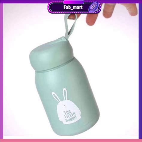 Jual Cod Botol Minum Kaca Bening Termos Motif Rabbit Mlgelas Kaca