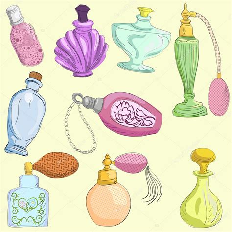 Set Of Doodle Retro Perfume Bottles Stock Vector Mela