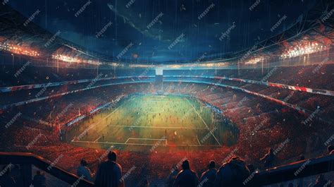 Premium AI Image | Football or soccer stadium with fans in the stands