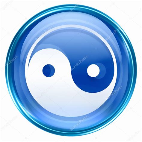 Yin Yang Symbol Icon Blue Isolated On White Background — Stock Photo