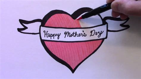 How To Draw A Heart With Ribbon For Mothers Day Youtube