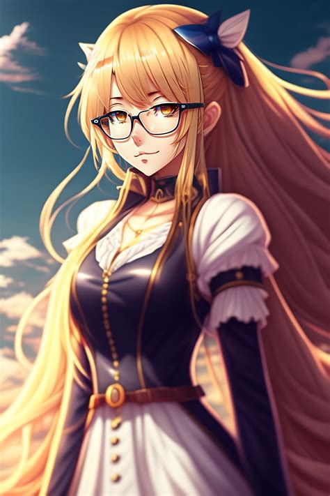 Lexica Girl Glasses Long Hair Blonde Dress Anime Style Anime