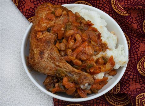 South African Pap and Chicken on Rustic African Table Stock Image - Image of carbohydrate ...