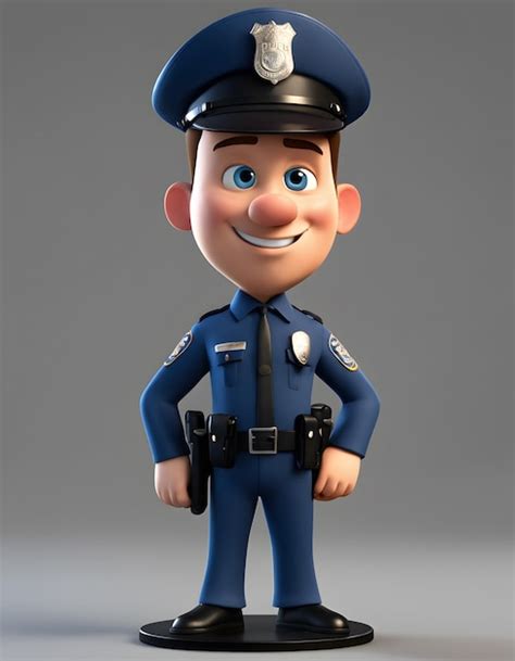 Personnage De Dessin Animé D officier De Police 3d Photo Premium