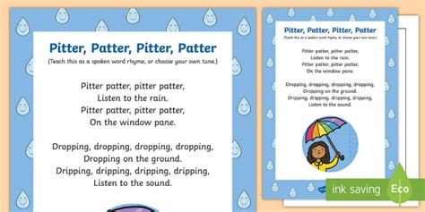 Pitter Patter Pitter Patter Rhyme Teacher Made