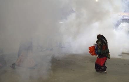 Hindu Devotees Walk Past Smoke Rising Editorial Stock Photo Stock