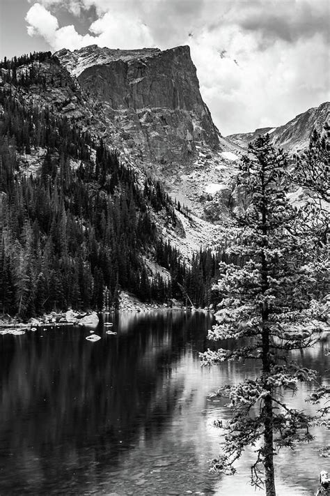 A Monochrome Colorado Summit Dream Lake And Hallett Peak Photograph