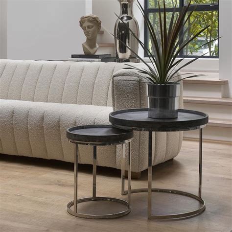 Riviera Maison Bijzettafel Set Van Theodore End Table Zilver