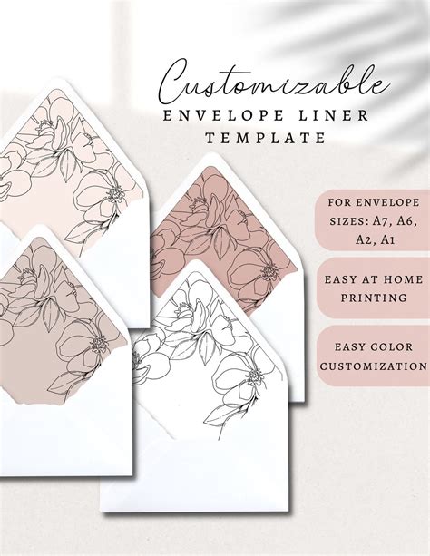 Envelope Liner Template, Printable Envelope Liner, Editable Envelope ...