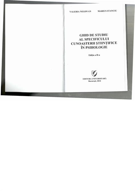 Pdf Ghid De Studiu Al Specificului Cunoasterii Stiintifice In