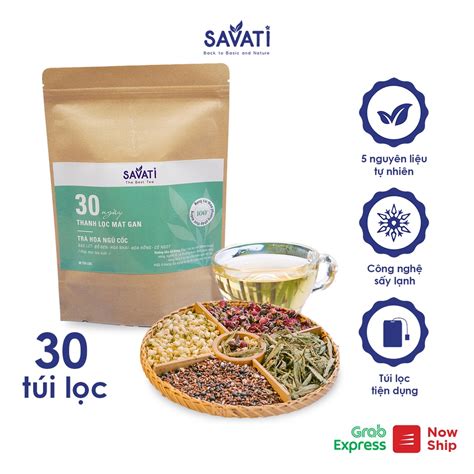 Mua TRÀ HOA NGŨ CỐC THẢO MỘC GẠO LỨT SAVATI 30 Ngày Thanh Lọc Mát Gan ...