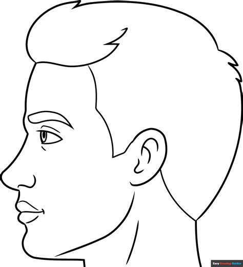 Male Face from the Side Profile Coloring Page | Easy Drawing Guides