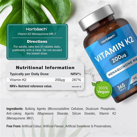 Vitamin K Mk Ug Vegan Tablets High Strength Menaquinone Mk