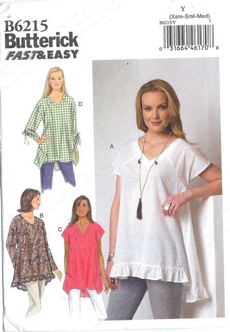 Uncut Butterick Sewing Pattern 6215 Fast And Easy Top Pattern Size Xsm