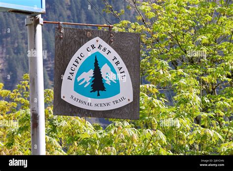 Signage For The Pacific Crest Trail National Scenic Trail Hiking Trail