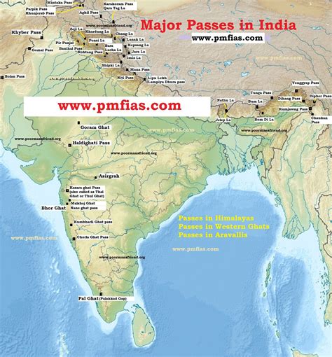 Map Of Major Mountain Passes In India