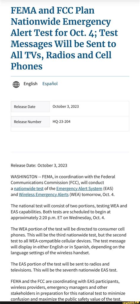Fema And Fcc Plan Nationwide Emergency Alert Test For Oct 4 Test