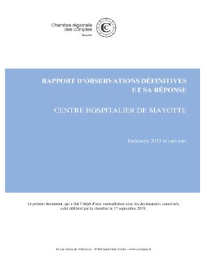 Remplissable En Ligne Rapport D Observations Dfinitives Sur Les