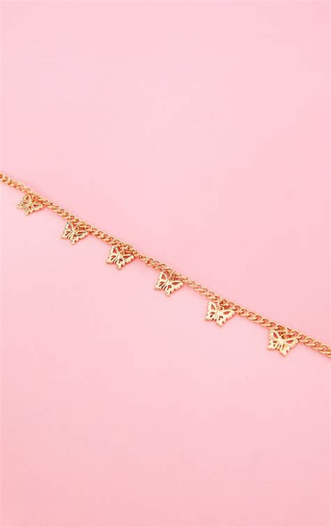 Gold Dainty Multi Butterfly Necklace Prettylittlething Aus