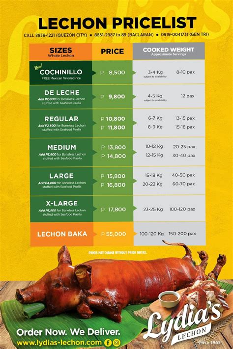 Menu At Lydia S Lechon Best Lechon In Manila Fast Food Quezon City