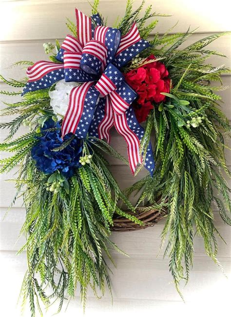 30 Greenery Americana Patriotic Wreath In 2024 Wreath Designs