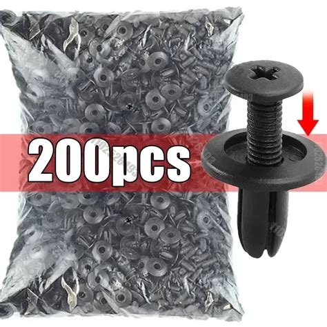 200pcs 8mm Plastic Rivets Fasteners Screw Car Bumper Fender Black Rivet Car Fastener Clips For