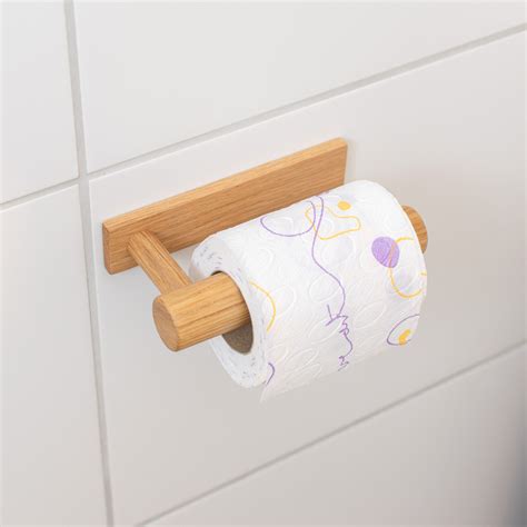 Toilet Paper Roll Wooden Holder Super Strong Self-adhesive Tape ...