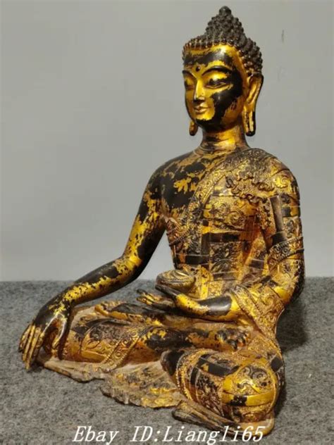 Tibet Buddhismus Bronze Vergoldet Shakyamuni Amitabha Buddha