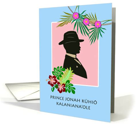 Prince Jonah Kuhio Kalanianaole Day With Silhouette And Flowers Card