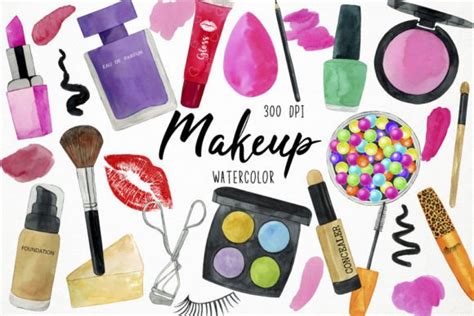 Watercolor Makeup Clipart Cosmetics Graphic By Paulaparaula · Creative Fabrica