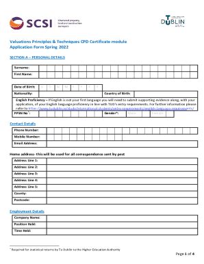 Fillable Online Valuations CPD Certificate Application Form May 2022